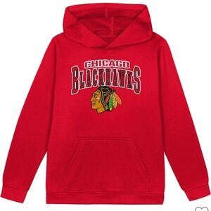 NHL Chicago Blackhawks Boys Fleece Hooded Sweatshirt Medium 8/10 New With Tags